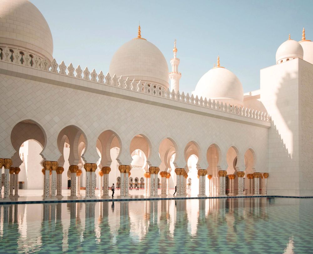 Interior of Sheikh Zayed Grand Mosque in Abu Dhabi, UAE